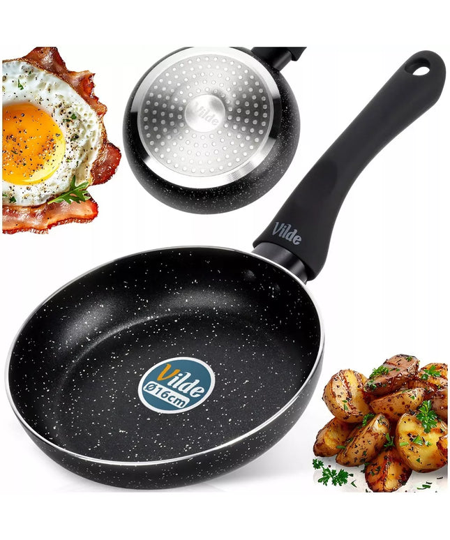 GRANITINĖ keptuvė kepimui ir troškinimui BLACK LINE 16 cm, skirta dujoms ir indukcijai