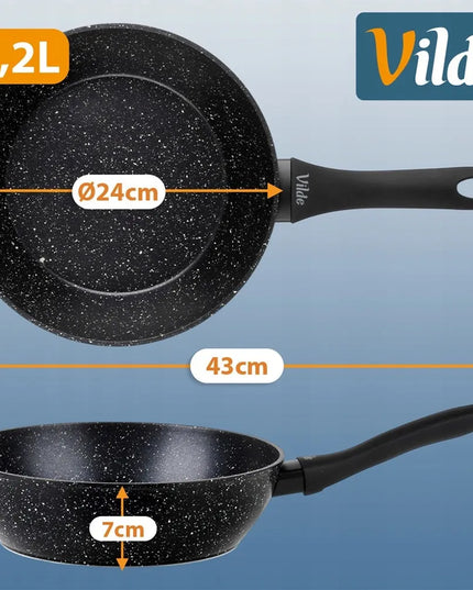 GRANITINĖ keptuvė kepimui ir troškinimui VILDE 24 cm
