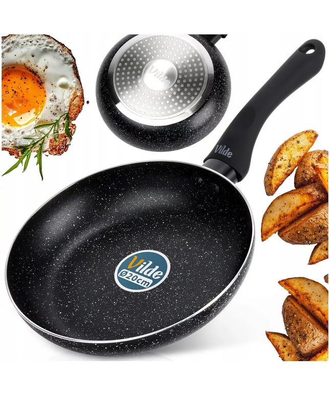 Granitinė keptuvė kepimui ir troškinimui Vilde Black Line, 20 cm, tinka indukcijai
