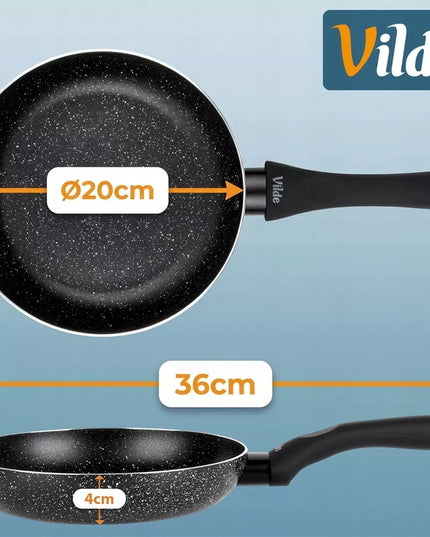 Granitinė keptuvė kepimui ir troškinimui Vilde Black Line, 20 cm, tinka indukcijai