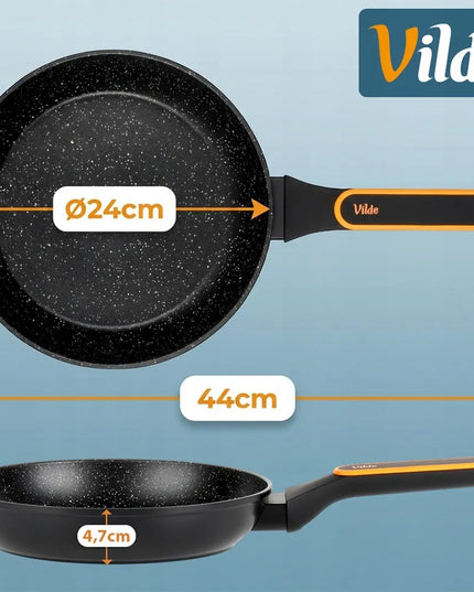 GRANITINĖ keptuvė kepimui ir troškinimui VILDE TERRUNA 24 cm dujinei ir indukcinei viryklei