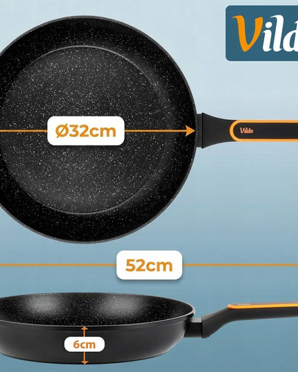 GRANITINĖ keptuvė kepimui ir troškinimui VILDE TERRUNA 32 cm dujoms ir indukcijai