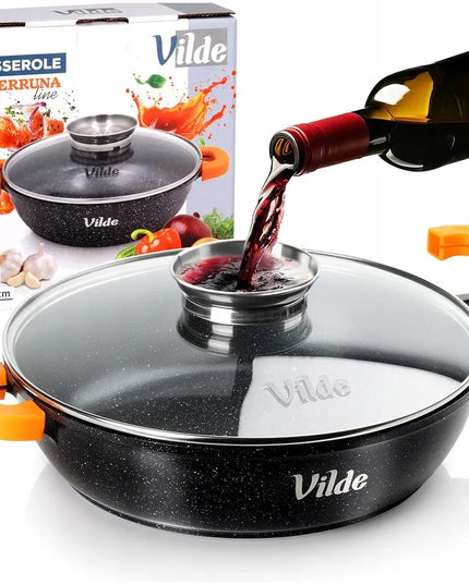 GRANITINĖ keptuvė kepimui, troškinimui ir kepimui orkaitėje su dangčiu 24 cm 2,1 l