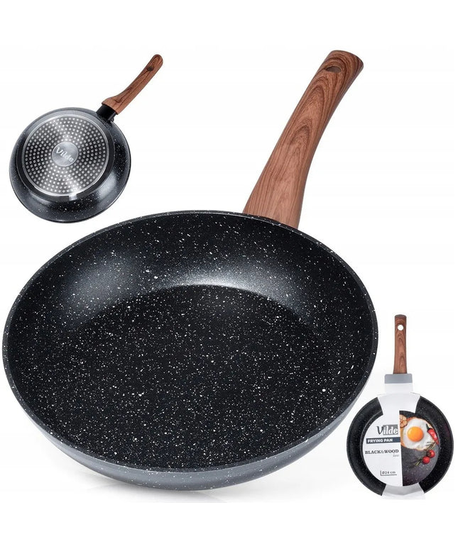 GRANITINĖ keptuvė VILDE 24 cm kepimui ir troškinimui, skirta dujinėms ir indukcinėms viryklėms