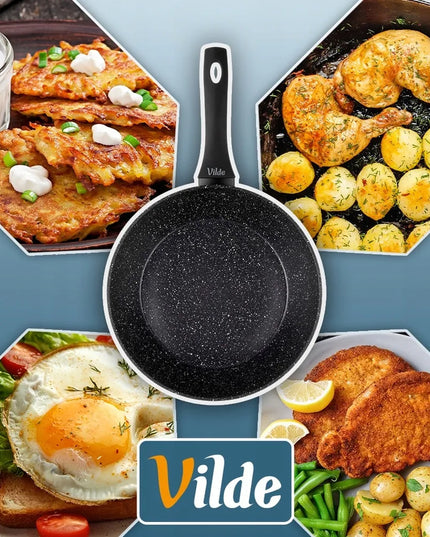 Granitinė keptuvė VILDE 28 cm, skirta kepimui ir troškinimui ant dujų bei indukcijos
