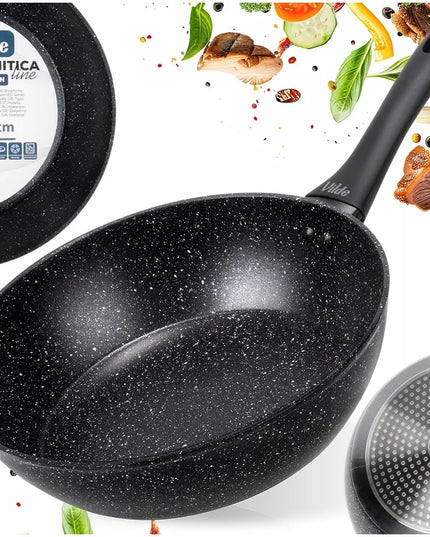 Granitinė keptuvė VILDE 28 cm, skirta kepimui ir troškinimui ant dujų bei indukcijos