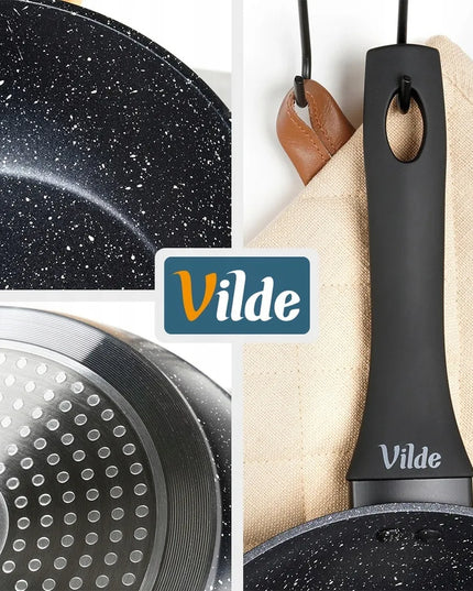Granitinė keptuvė VILDE 28 cm, skirta kepimui ir troškinimui ant dujų bei indukcijos