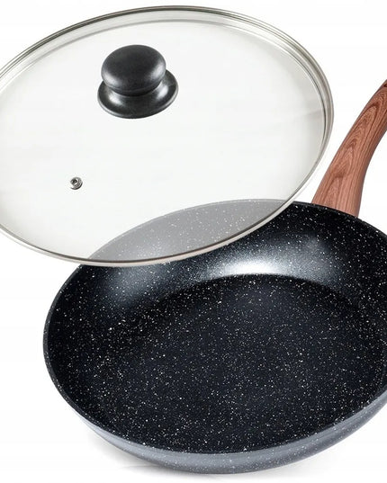 GRANITINĖ keptuvė VILDE 28 cm su dangčiu, skirta kepti ir troškinti, tinka indukcijai