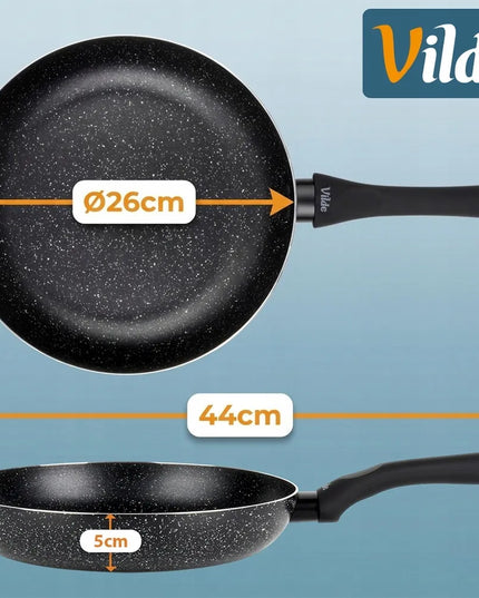 Granitinė keptuvė Vilde Black Line 26 cm universali dujinėms ir indukcinėms viryklėms
