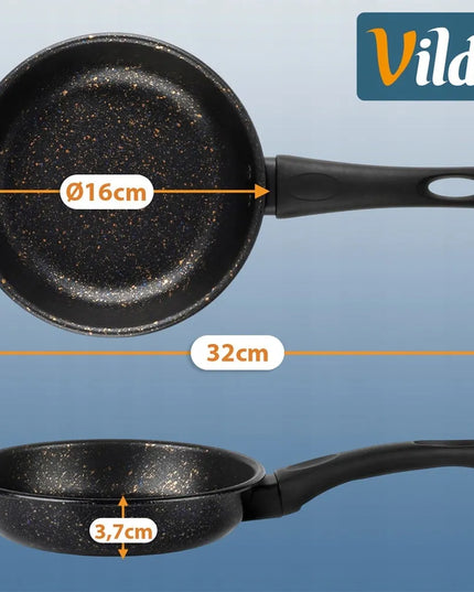 GRANITINĖ nepridegančioji keptuvė kepimui ir troškinimui BASIC LINE 16 cm
