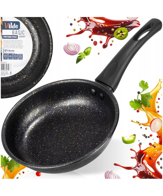GRANITINĖ nepridegančioji keptuvė kepimui ir troškinimui BASIC LINE 16 cm