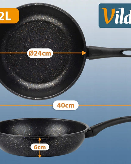 GRANITINĖ nepridegančioji keptuvė, skirta dujinėms ir elektrinėms viryklėms 24 cm