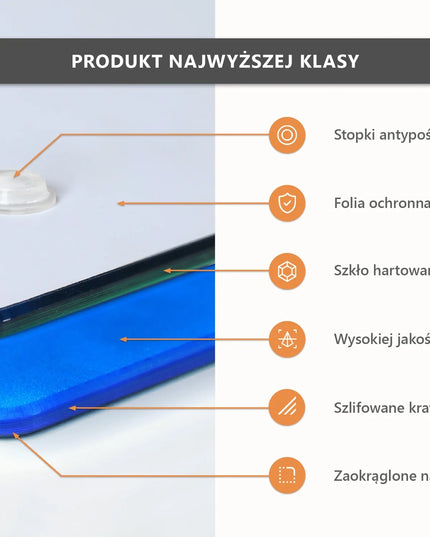 Grūdinto stiklo virtuvinė pjaustymo lenta su dekoratyviniu raštu Sznurek ziołowy 60x52 cm