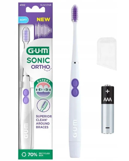 GUM Sonic Ortho White garsinis dantų šepetėlis