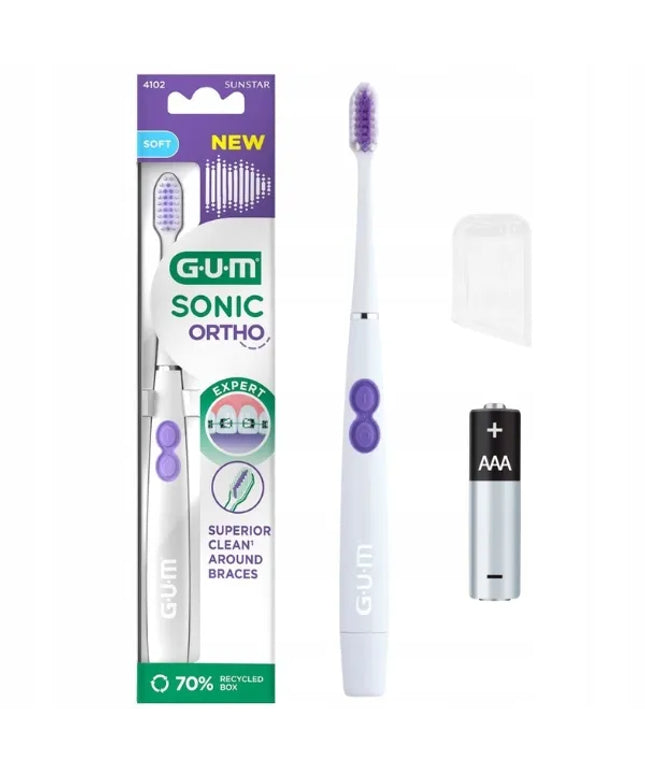 GUM Sonic Ortho White garsinis dantų šepetėlis
