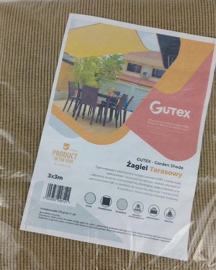 Gutex HDPE terasos burė 3x3m, smėlio spalvos, šešėliavimo tinklas 170g/m²