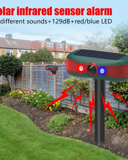 Gyvūnų atbaidymo prietaisas su judesio jutikliu ir garso bangomis, saulės energija įkraunamas, lauko repelentas sodui ir kiemui RUOCIN 1200mAh