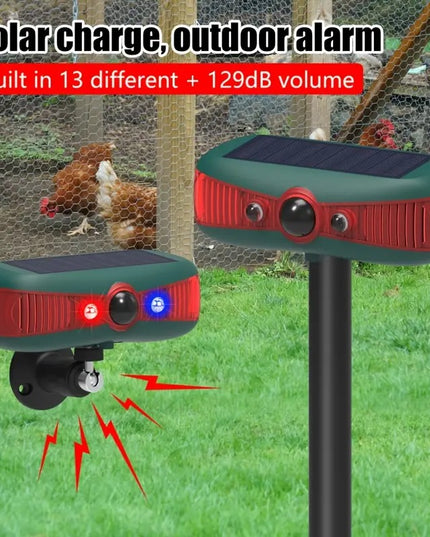 Gyvūnų atbaidymo prietaisas su judesio jutikliu ir garso bangomis, saulės energija įkraunamas, lauko repelentas sodui ir kiemui RUOCIN 1200mAh