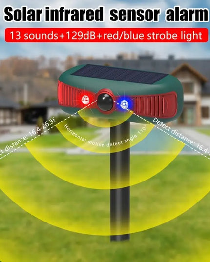 Gyvūnų atbaidymo prietaisas su judesio jutikliu ir garso bangomis, saulės energija įkraunamas, lauko repelentas sodui ir kiemui RUOCIN 1200mAh