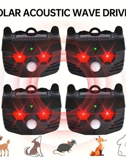 Gyvūnų atbaidymo prietaisas su garso bangų technologija, saulės energija maitinamas laukinių gyvūnų, kačių, šunų, voverių, skunksų ir paukščių atbaidymui JKUOO – apsauga sodui, ūkiui ir kiemui