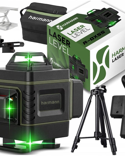 Harmann 4D lazerinis nivelyras, 16 linijų 360°, komplektas su trikoju