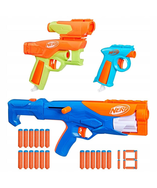 Hasbro Nerf N Series - Three Gear Up Pack 3 blasterių rinkinys su 18 strėlių F8633 vaikams nuo 8 m.