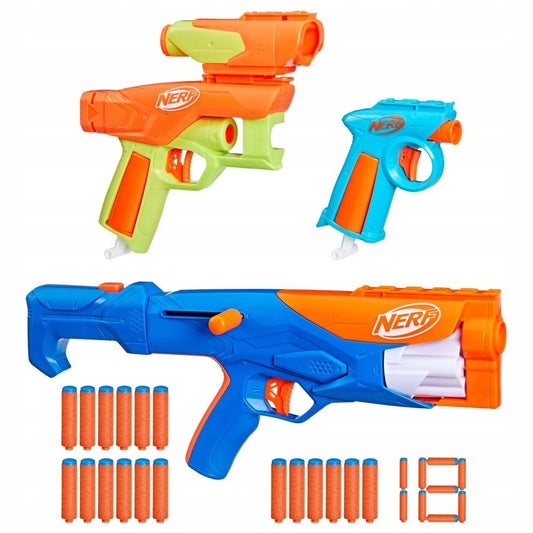 Hasbro Nerf N Series - Three Gear Up Pack 3 blasterių rinkinys su 18 strėlių F8633 vaikams nuo 8 m.