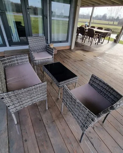 HDM technorattano sodo baldų komplektas Garden pilkas 4 dalių balkono rinkinys