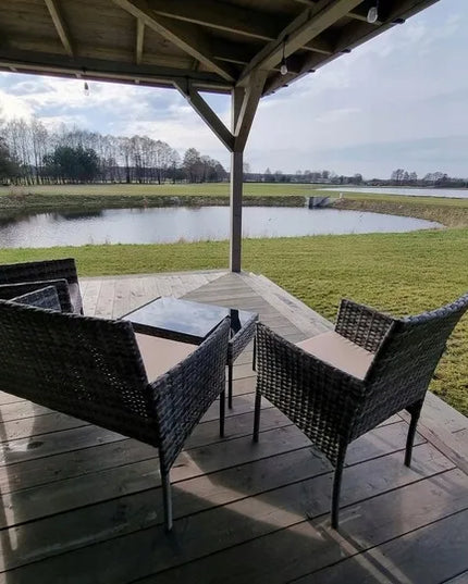 HDM technorattano sodo baldų komplektas Garden pilkas 4 dalių balkono rinkinys