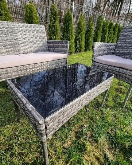 HDM technorattano sodo baldų komplektas Garden pilkas 4 dalių balkono rinkinys