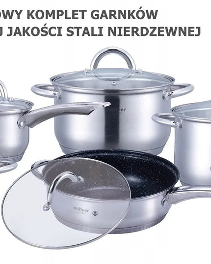 Hoffner nerūdijančio plieno puodų rinkinys, 12 dalių, 4450