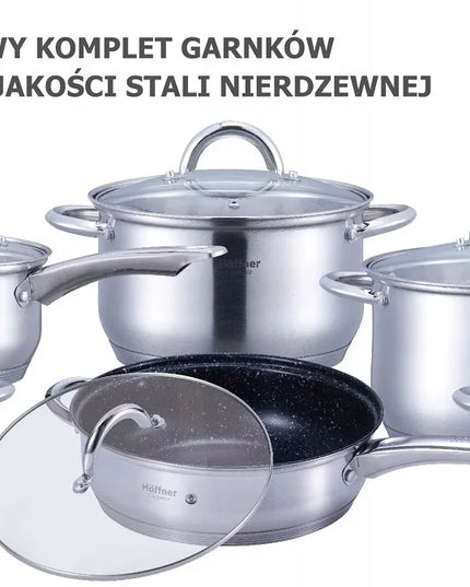 Hoffner nerūdijančio plieno puodų rinkinys, 12 dalių, 4450