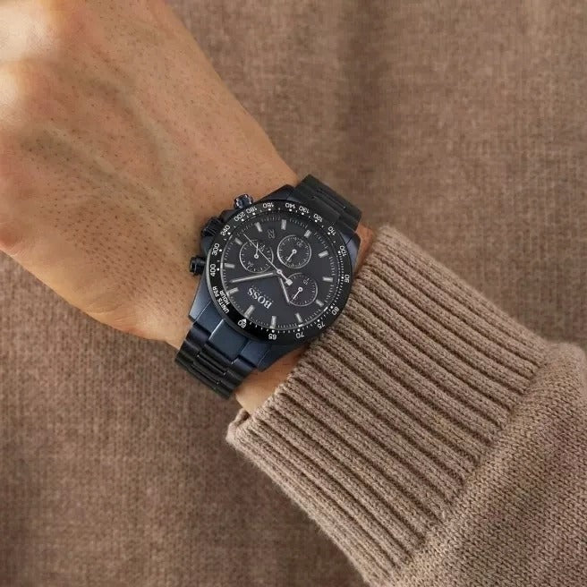 Vyriškas laikrodis Hugo Boss 1513758 HERO mėlynas su chronografu ir nerūdijančio plieno apyranke