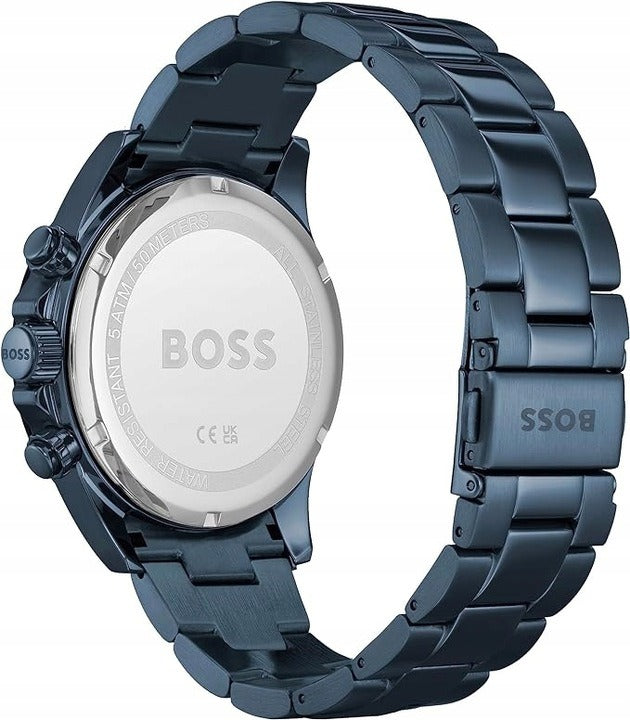 Vyriškas laikrodis Hugo Boss 1513758 HERO mėlynas su chronografu ir nerūdijančio plieno apyranke