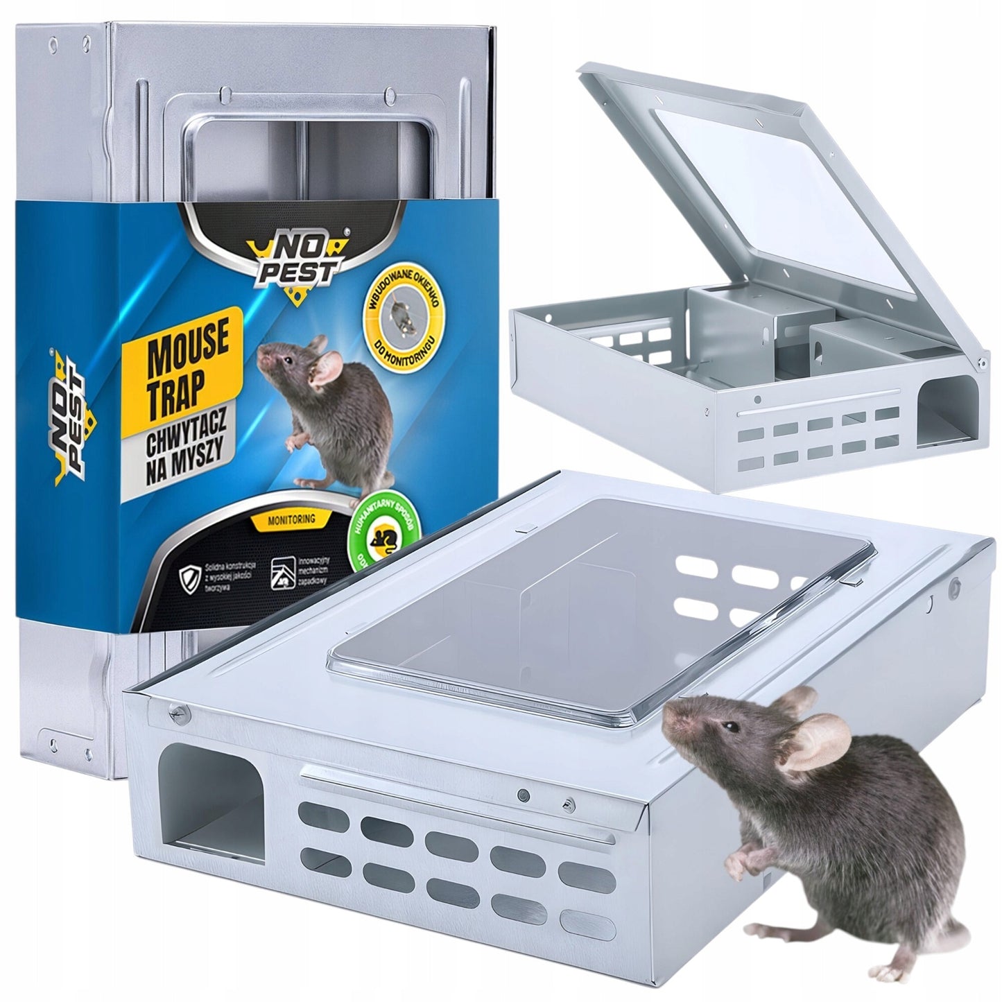 Spąstai pelėms ir žiurkėms No Pest® – metalinė humaniška gaudyklė graužikams, daugkartinio naudojimo su patikimu mechanizmu