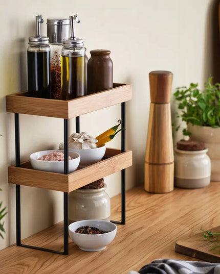 IKEA NALBLECKA virtuvės stalviršio organizatorius, metalas/bambukas, 23x13x15 cm