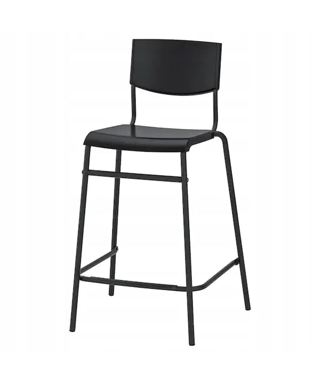 IKEA STIG Baro kėdė su atlošu, 63 cm, juoda