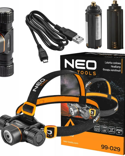 Įkraunamas LED galvos žibintuvėlis NEO TOOLS 2000 lm USB