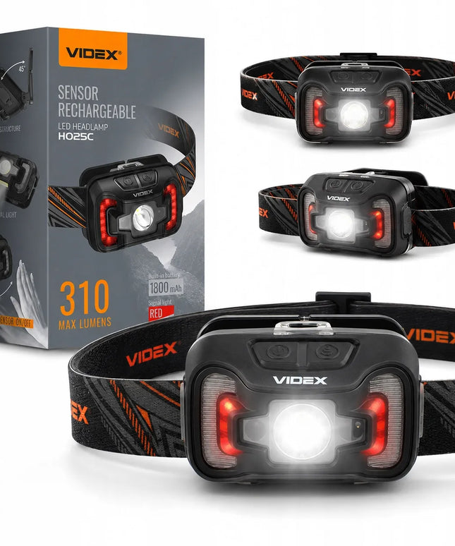 Įkraunamas LED priekinis žibintas Videx, 310lm, atsparus vandeniui IP65