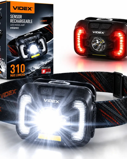 Įkraunamas LED priekinis žibintas Videx, 310lm, atsparus vandeniui IP65
