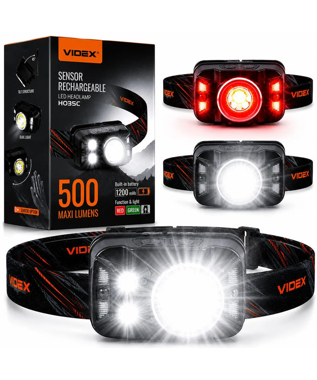 Įkraunamas LED priekinis žibintas Videx H035C 410lm IP65