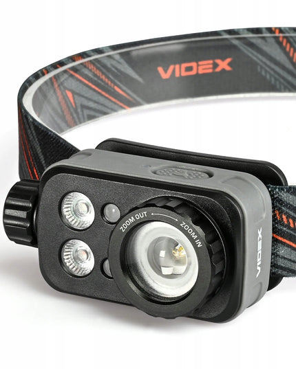Įkraunamas LED priekinis žibintas „Videx“, kariško stiliaus, galingas, vandeniui atsparus IP65