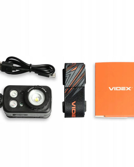 Įkraunamas LED priekinis žibintas „Videx“, kariško stiliaus, galingas, vandeniui atsparus IP65