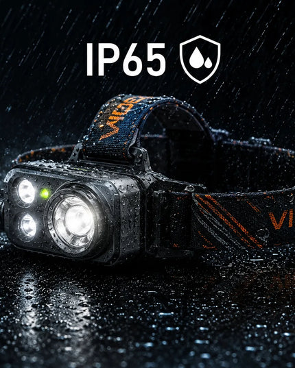 Įkraunamas LED priekinis žibintas „Videx“, kariško stiliaus, galingas, vandeniui atsparus IP65
