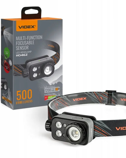 Įkraunamas LED priekinis žibintas „Videx“, kariško stiliaus, galingas, vandeniui atsparus IP65