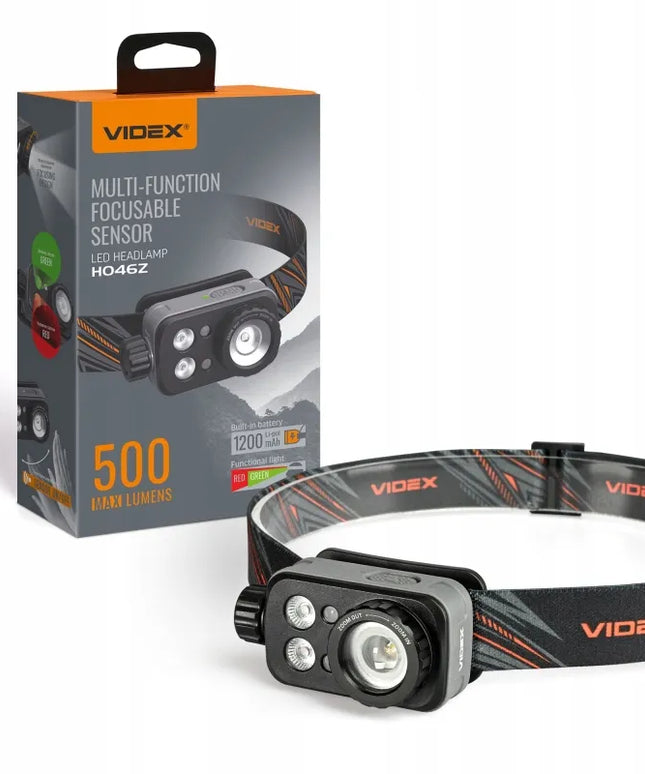 Įkraunamas LED priekinis žibintas „Videx“, kariško stiliaus, galingas, vandeniui atsparus IP65