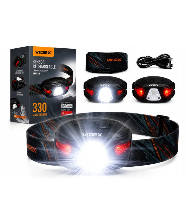 Įkraunamas LED priekinis žibintas Videx, tvirtas, atsparus vandeniui IP67