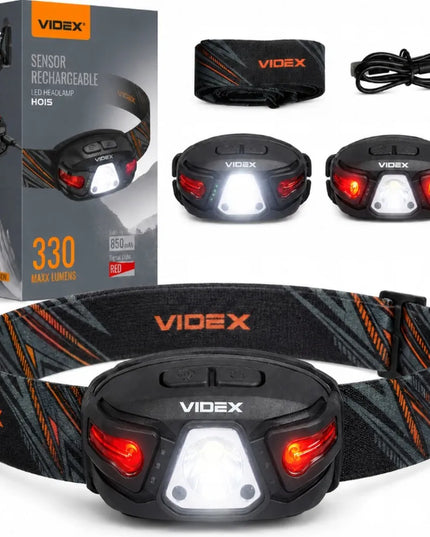 Įkraunamas LED priekinis žibintas Videx, tvirtas, atsparus vandeniui IP67