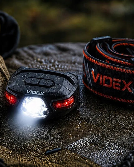 Įkraunamas LED priekinis žibintas Videx, tvirtas, atsparus vandeniui IP67