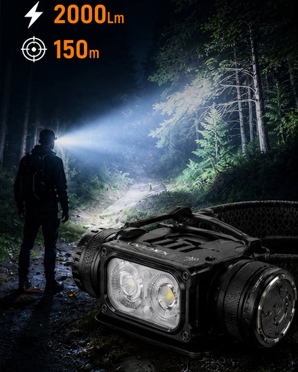 Įkraunamas LED priekinis žibintas Videx VLF-H066A, 2000 lm, 20W, atsparus vandeniui